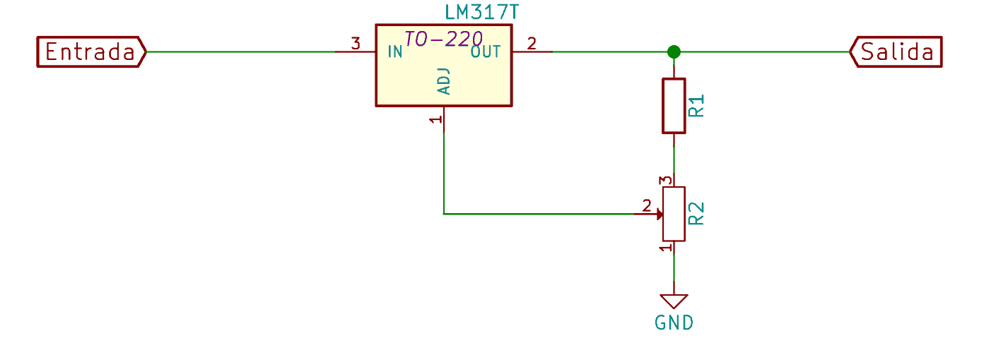 circuito de fuetne de tensión variable lm317