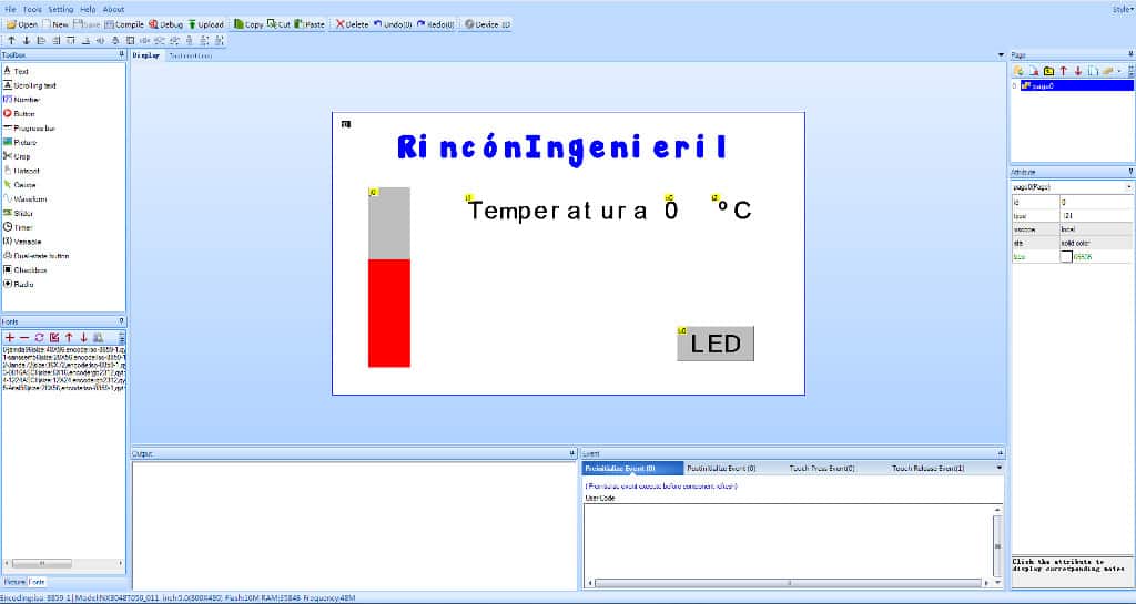 Interface Nextion Editor para pantalla Nextion