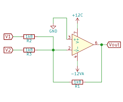 Amplificador sumador inversor