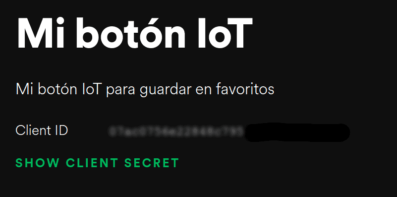 Client Id en el panel de la aplicación de desarrollador de Spotify